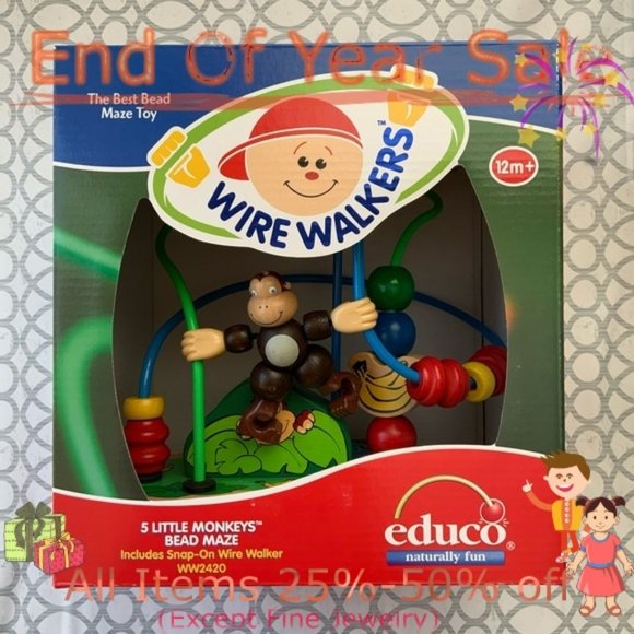 Educo Other - Educo 5 Little Monkeys Bead Maze